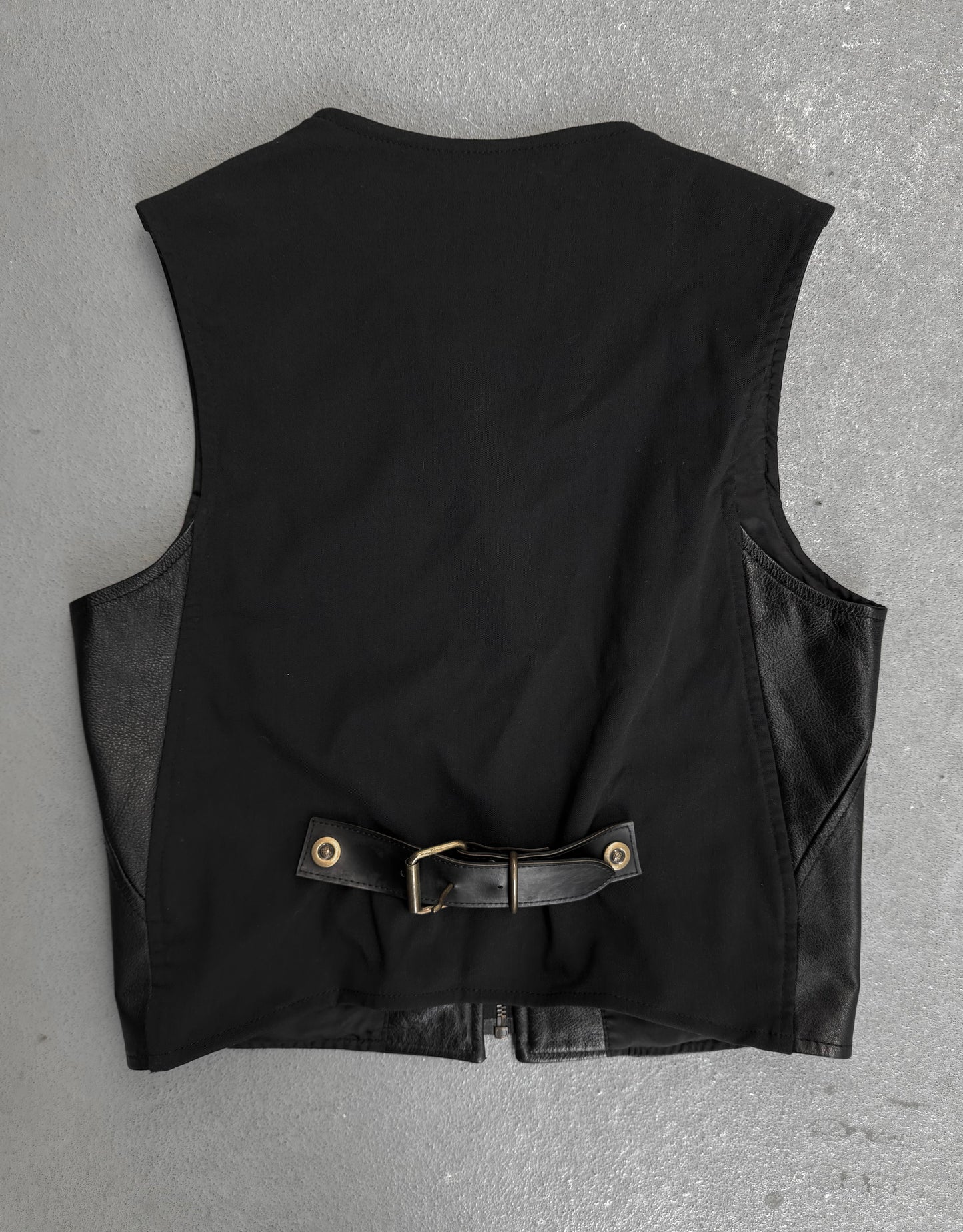 Jean Paul Gaultier Early 90s Back Buckle Cowhide Leather Zip-up Vest