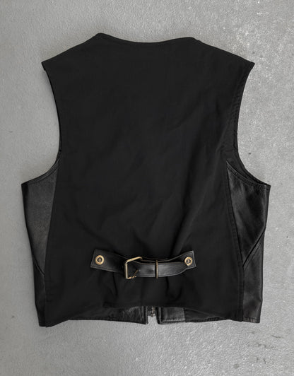 Jean Paul Gaultier Early 90s Back Buckle Cowhide Leather Zip-up Vest