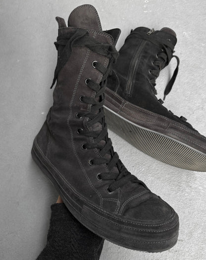 Ann Demeulemeester Scamosciato Two-toned Black Suede High-top Sneakers