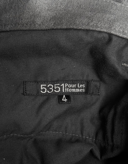 5351 Pour Les Hommes Early 00s Grey Wax Coated Bootcut Flare Pants