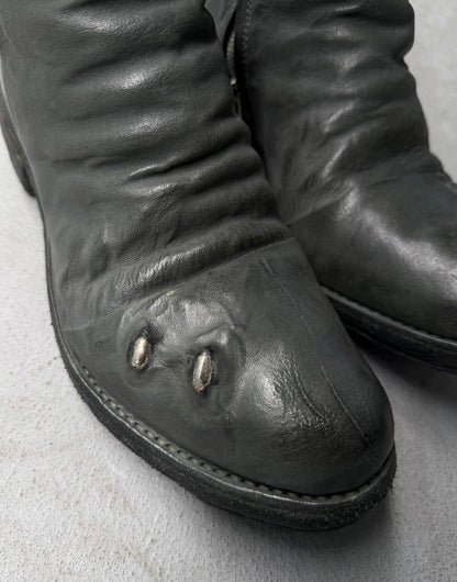 Carol Christian Poell ‘AM/2687P ROOMS-PTC/19’ Kangaroo Leather Titanium Prosthetic Tornado Zip Boots