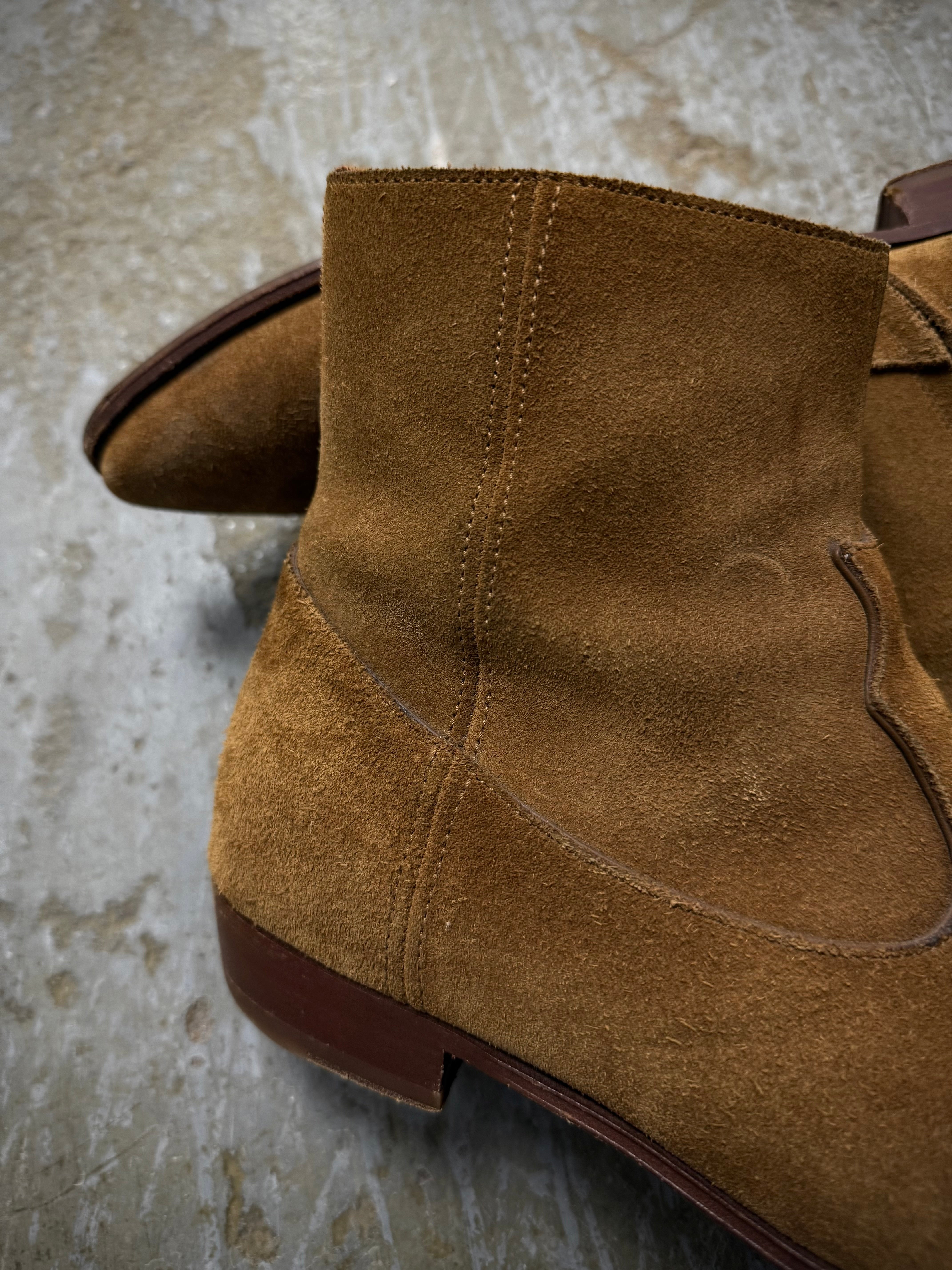 CELINE by Hedi Slimane SS19 Brown Suede 'Jacno' Side Zip Boots – DRIEW