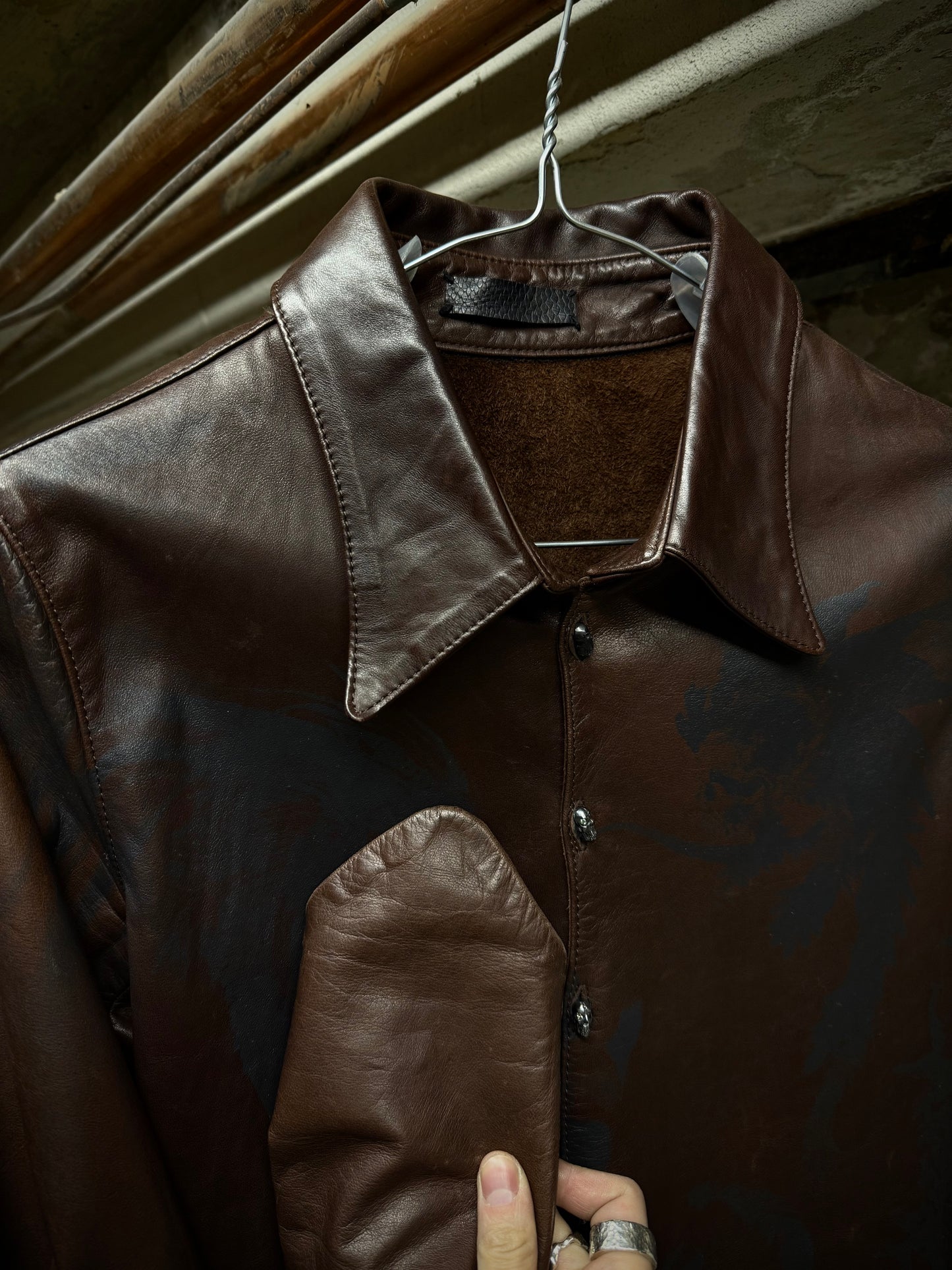 IfSixWasNine 'SHIRT GYPSY-G.0. J/M' Foliage Print Horse Leather Shirt detail | DRIEW GARMENTS