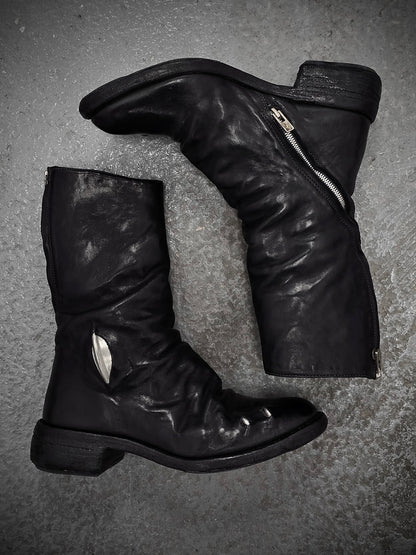 Carol Christian Poell 'AM/2687P CORS-PTC/010' Horse Leather Titanium Prosthetic Tornado Zip Boots | Archive Fashion Toronto