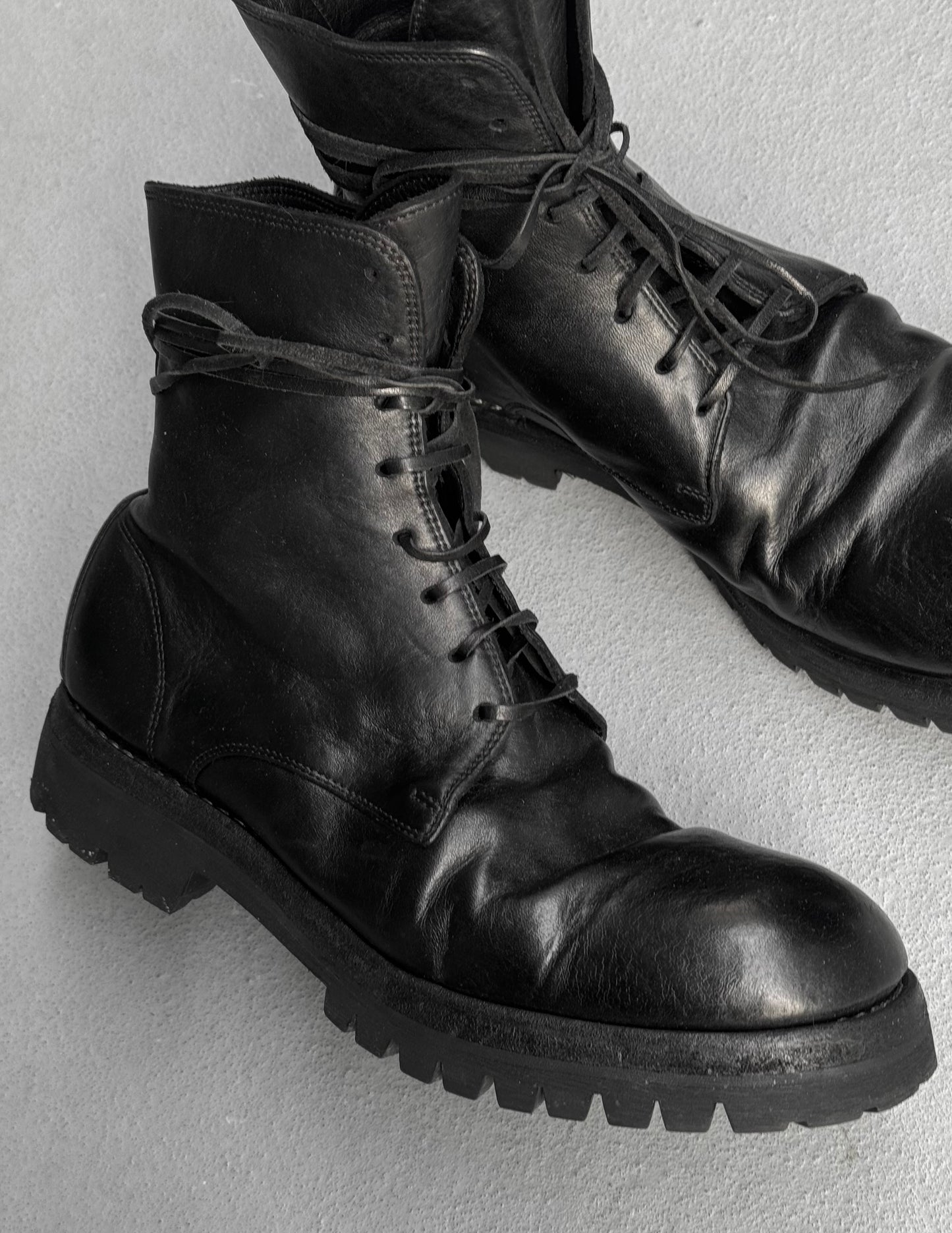 GUIDI '795V' Black Horse Leather Lace-up Boots