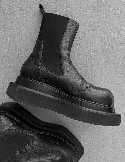 Rick Owens SS22 "FOGACHINE" Beatle Tubro Cyclops Chelsea Leather Boots