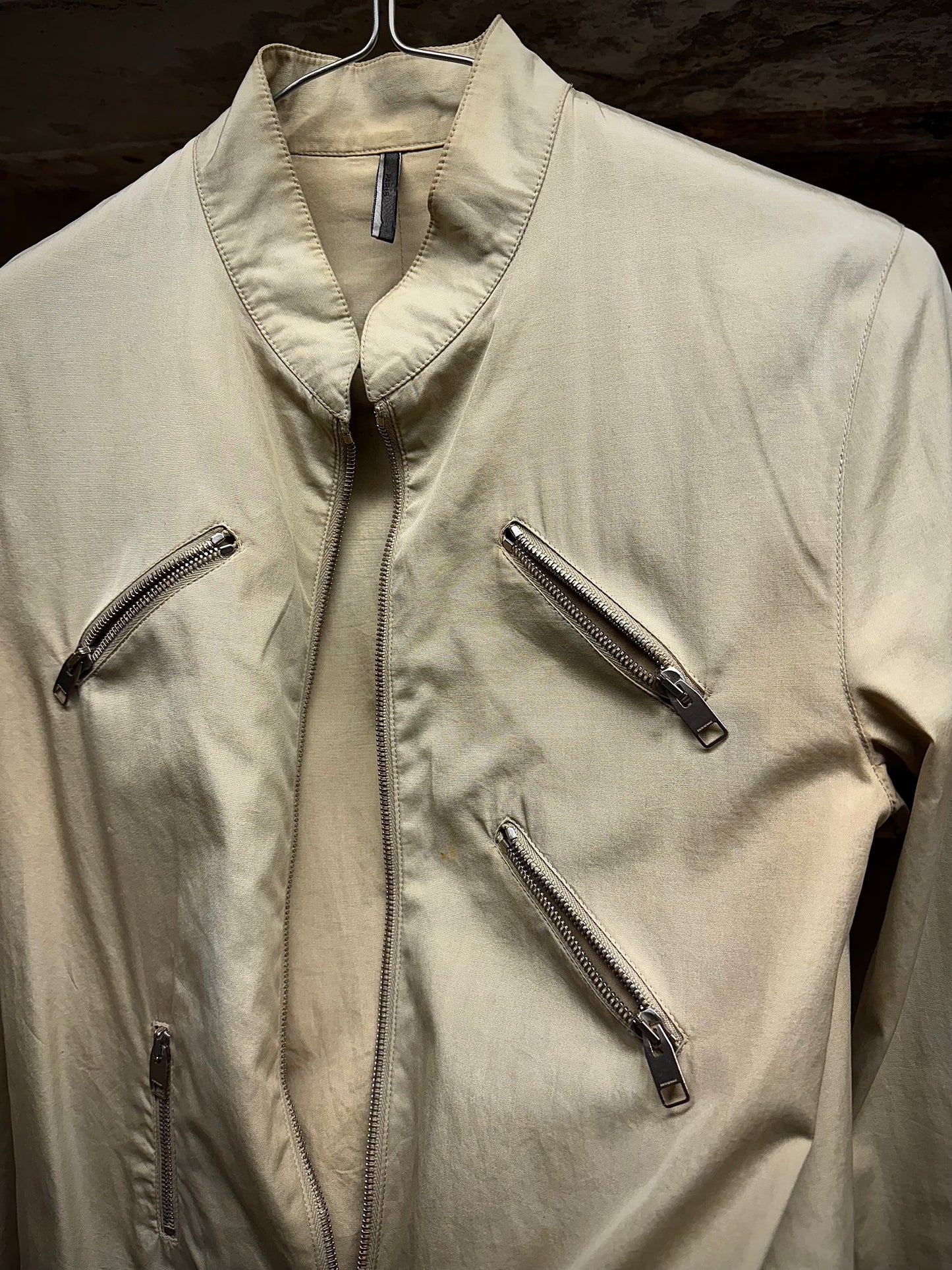 DIOR HOMME by Hedi Slimane SS07 “We Look Good Together”Beige Multi Zip Cropped Jacket detail | DRIEW GARMENTS