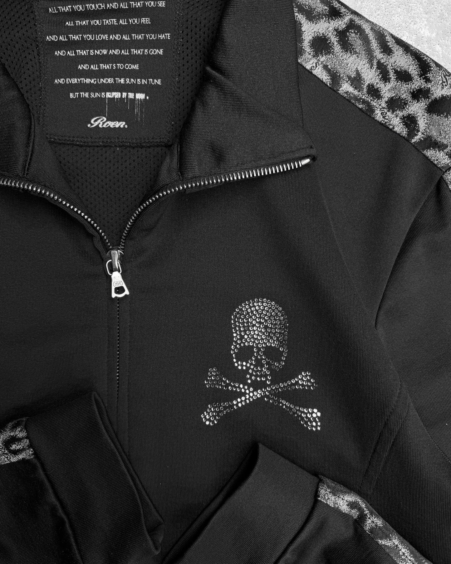 roen by Hiromu Takahara Early 00s Skull Crystal Studded Leopard Track Jacket
