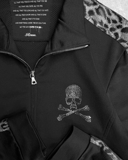 roen by Hiromu Takahara Early 00s Skull Crystal Studded Leopard Track Jacket