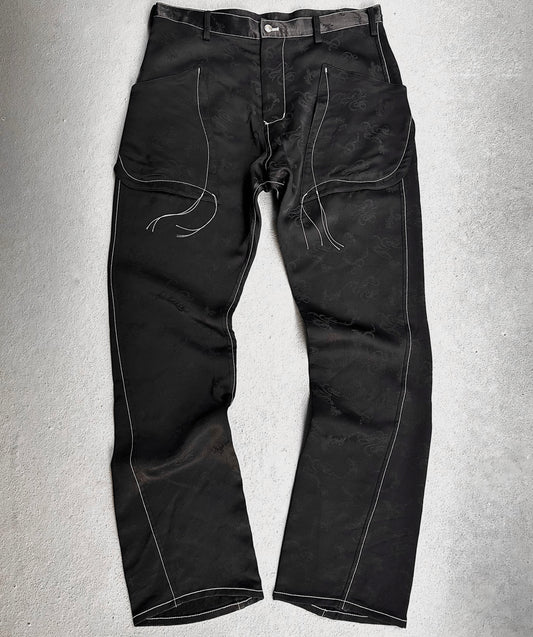 sulvam AW22 Frayed “Western” Embroidery Bootcut Dress Pants