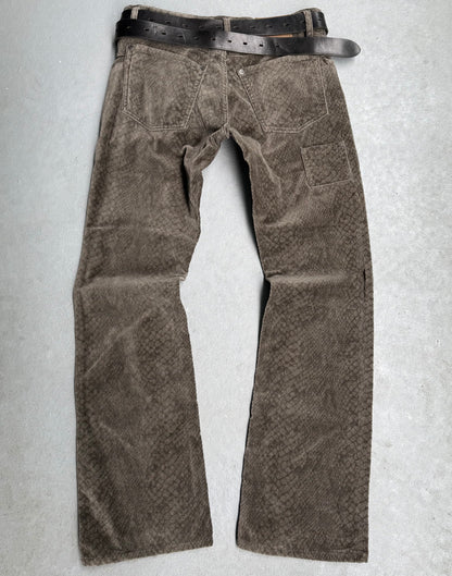 L7 Real Hip Early 00s Velour Snakeskin Embossed Bootcut Pants