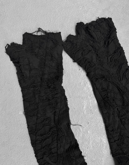 Julius_7 SS25 “anima;” Distressed Jacquard Cotton Long Gloves