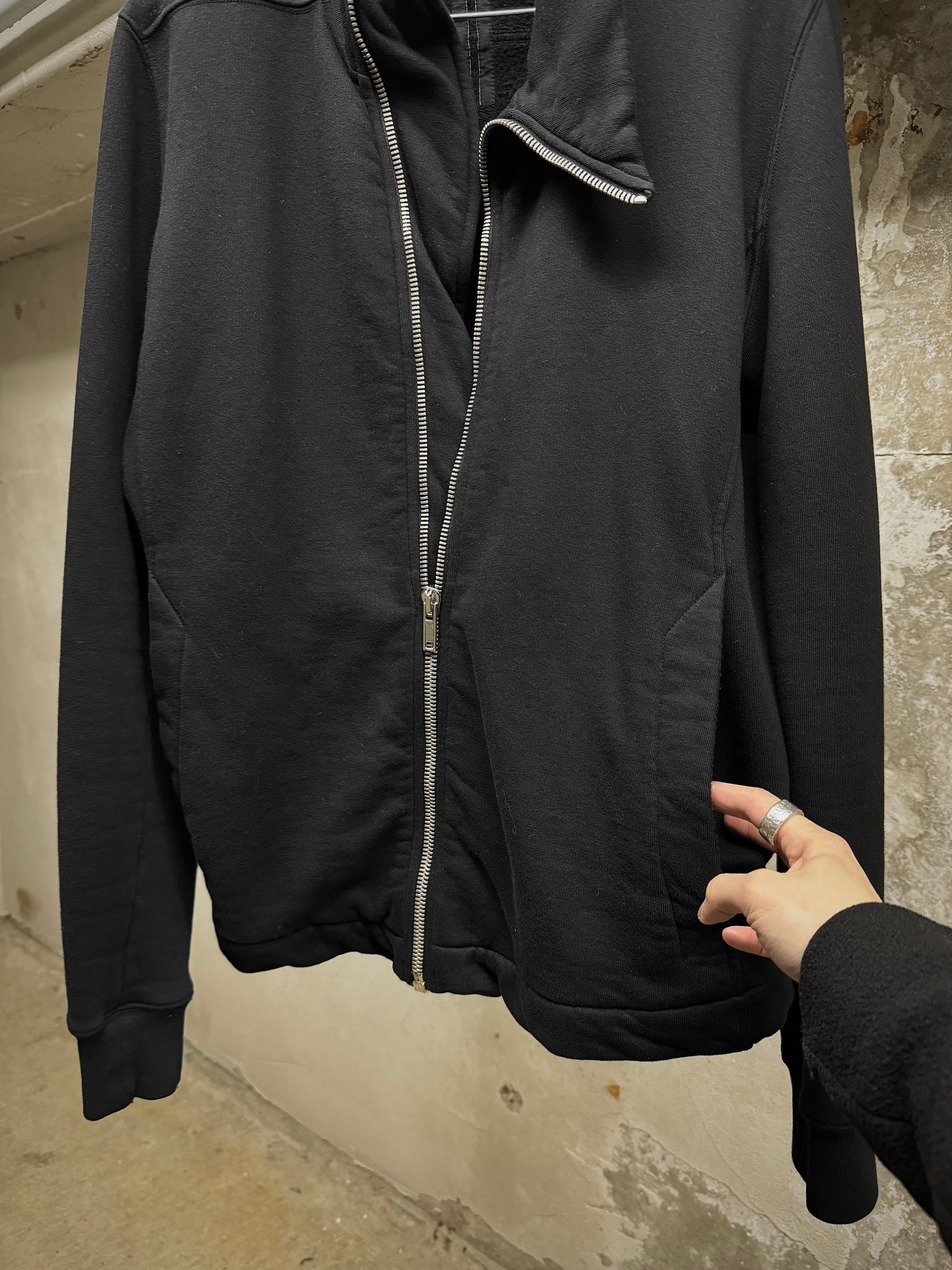 Rick Owens DRKSHDW AW14 "MOODY" Mollino Zip Up Cotton Fleece Sweater detail | DRIEW GARMENTS