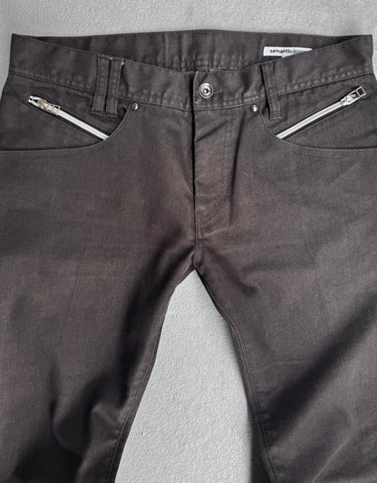 SemanticDesign Early 00s Brown Multi-zip Flare Denim