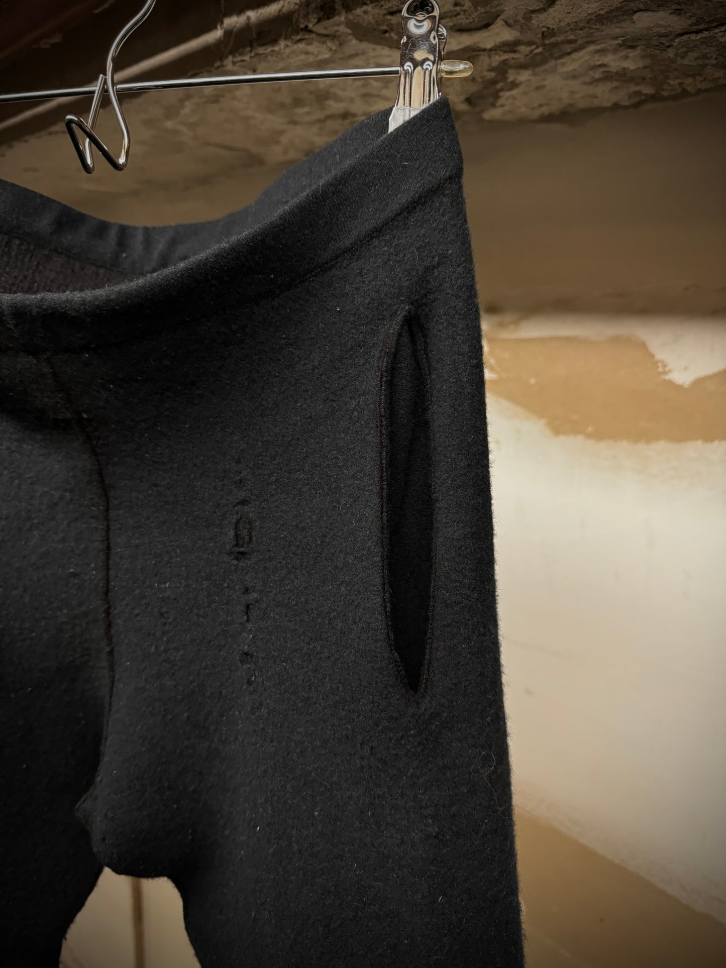Label Under Construction ‘40YMPN74’ Distressed Lunar Cashmere Joggers detail | DRIEW GARMENTS