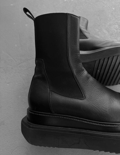 Rick Owens SS22 "FOGACHINE" Beatle Tubro Cyclops Chelsea Leather Boots