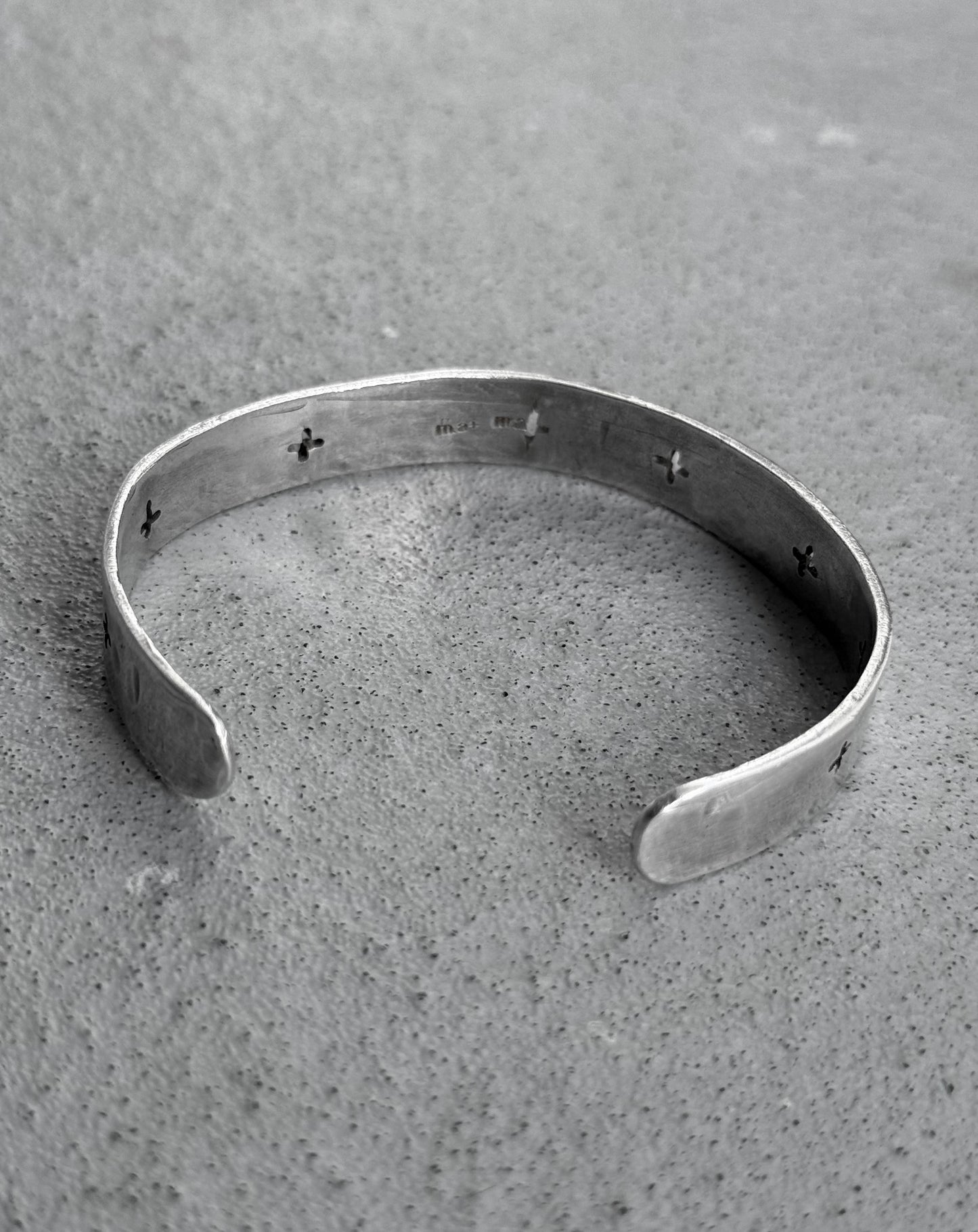 m.a+ by Maurizio Amadei 'AB15 AG' Cross Punched Silver Bracelet