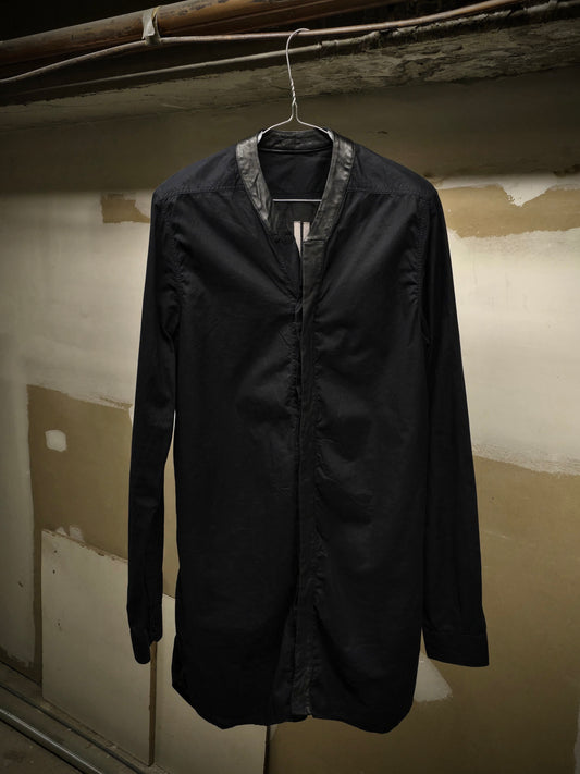 Rick Owens SS16 "CYCLOPS" Calf Leather Trim Mandarin Collar Shirt
