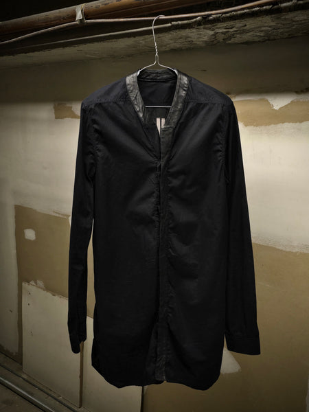 Rick Owens SS16 Cyclops Leather Trim Mandarin Shirt | L – DRIEW