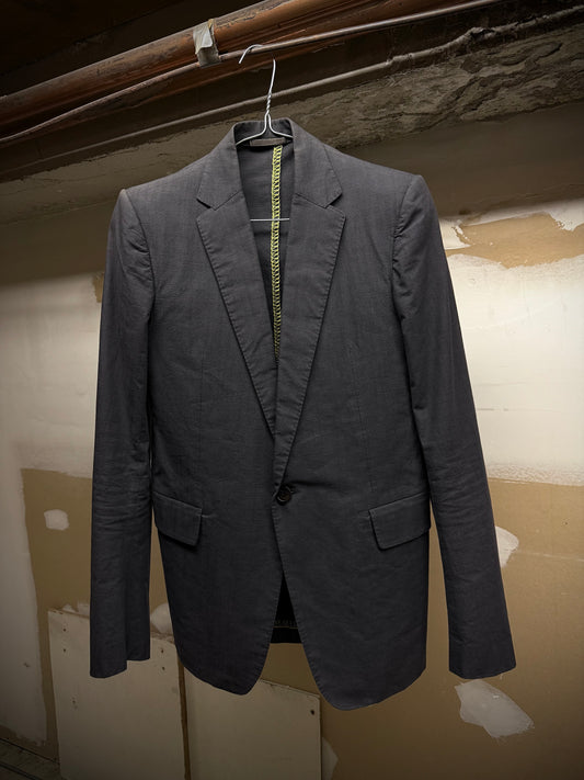 Carol Christian Poell SS06 'GM/2098 ORDER/109' Yellow Overlock Stitch Single Button Blazer