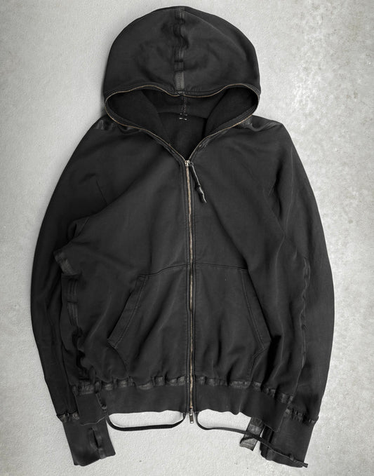 Isaac Sellam : “Experience” Rubberized Seams Cotton Zip-up Hoodie