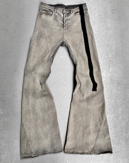 Rick Owens DRKSHDW AW23 “LUXOR” Mineral Wash ‘Bias’ Spiral Flare Bootcut Denim