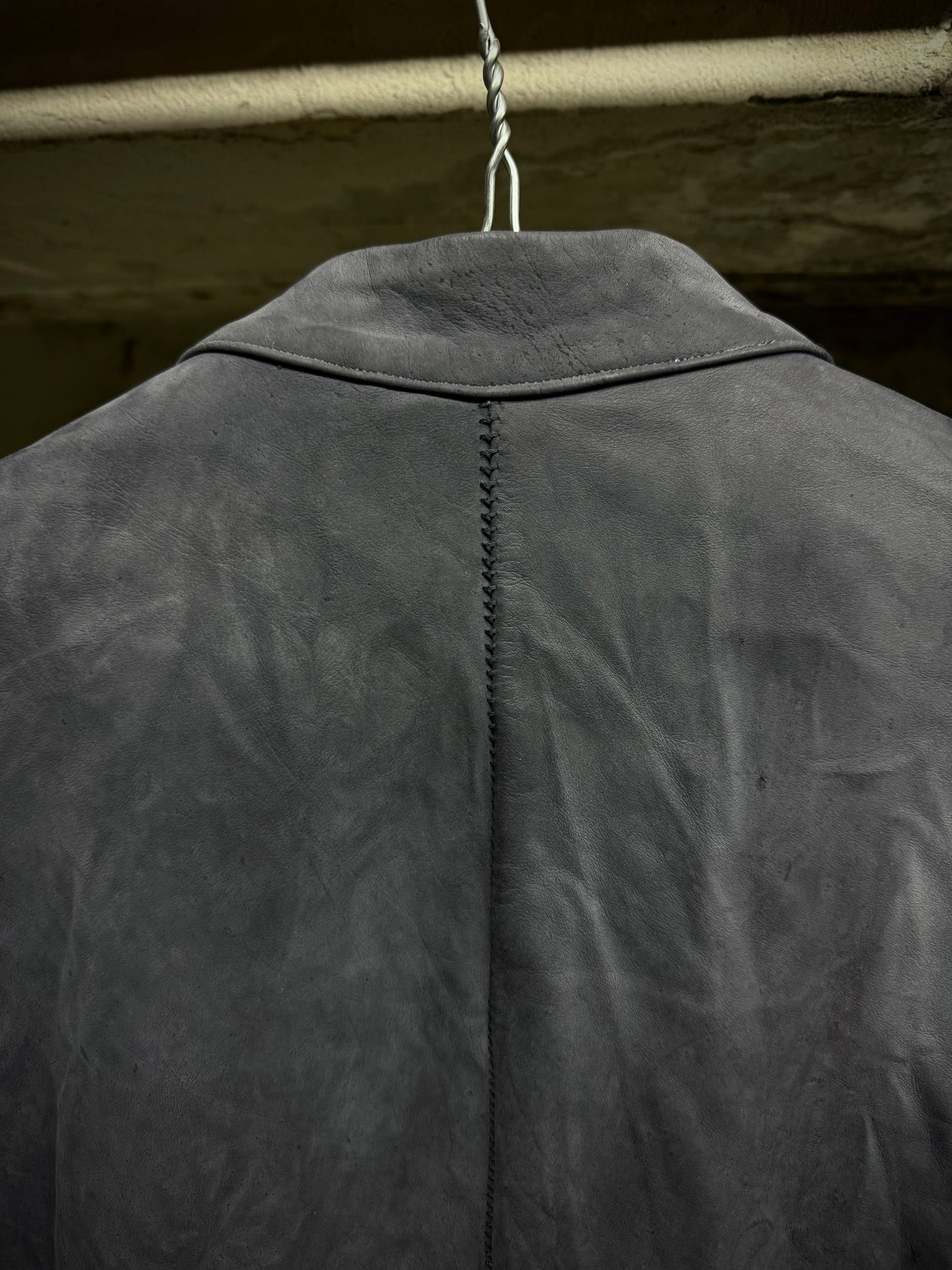 Zam Barrett SS25 Two-Toned Overlock Kangaroo ‘Faulted Shoulder 2.0’ Leather Jacket