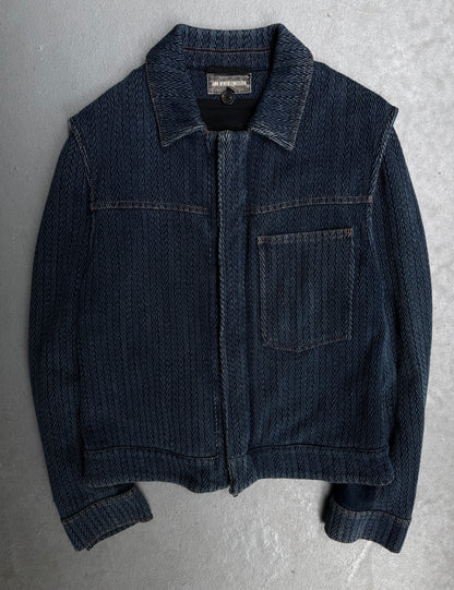 Ann Demeulemeester AW16 Indigo Herringbone Weaved Denim Trucker Jacket