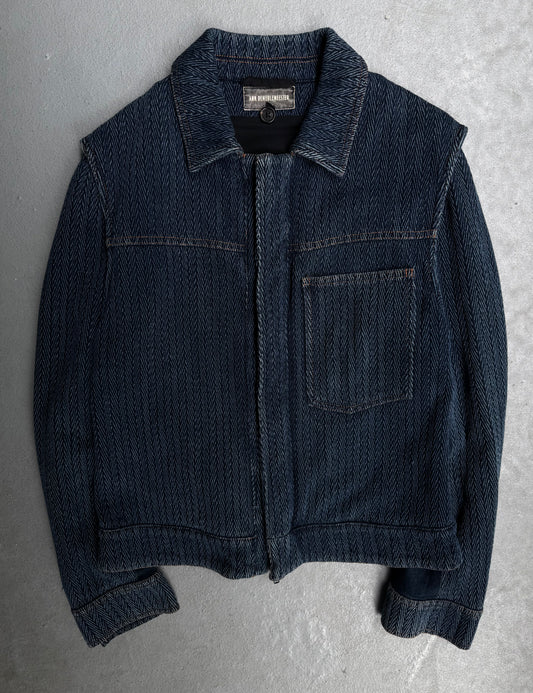 Ann Demeulemeester AW16 Indigo Herringbone Weaved Denim Trucker Jacket