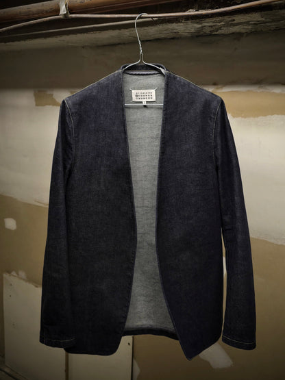 Maison Martin Margiela AW19 Minimal Open-Front Raw Indigo Denim Jacket