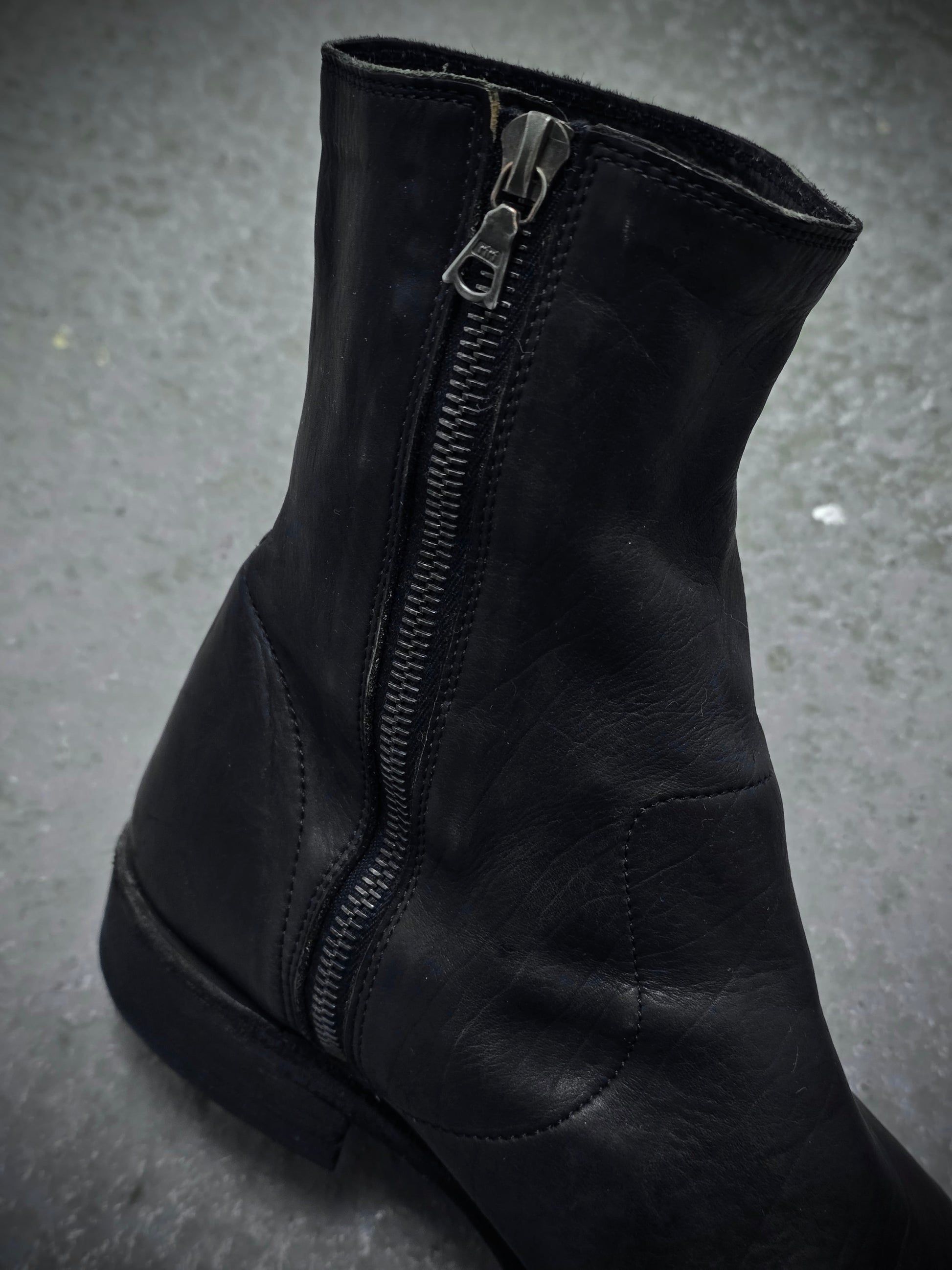 Isamu Katayama "BACKLASH" Side Zip Deerskin Leather boots detail | DRIEW GARMENTS