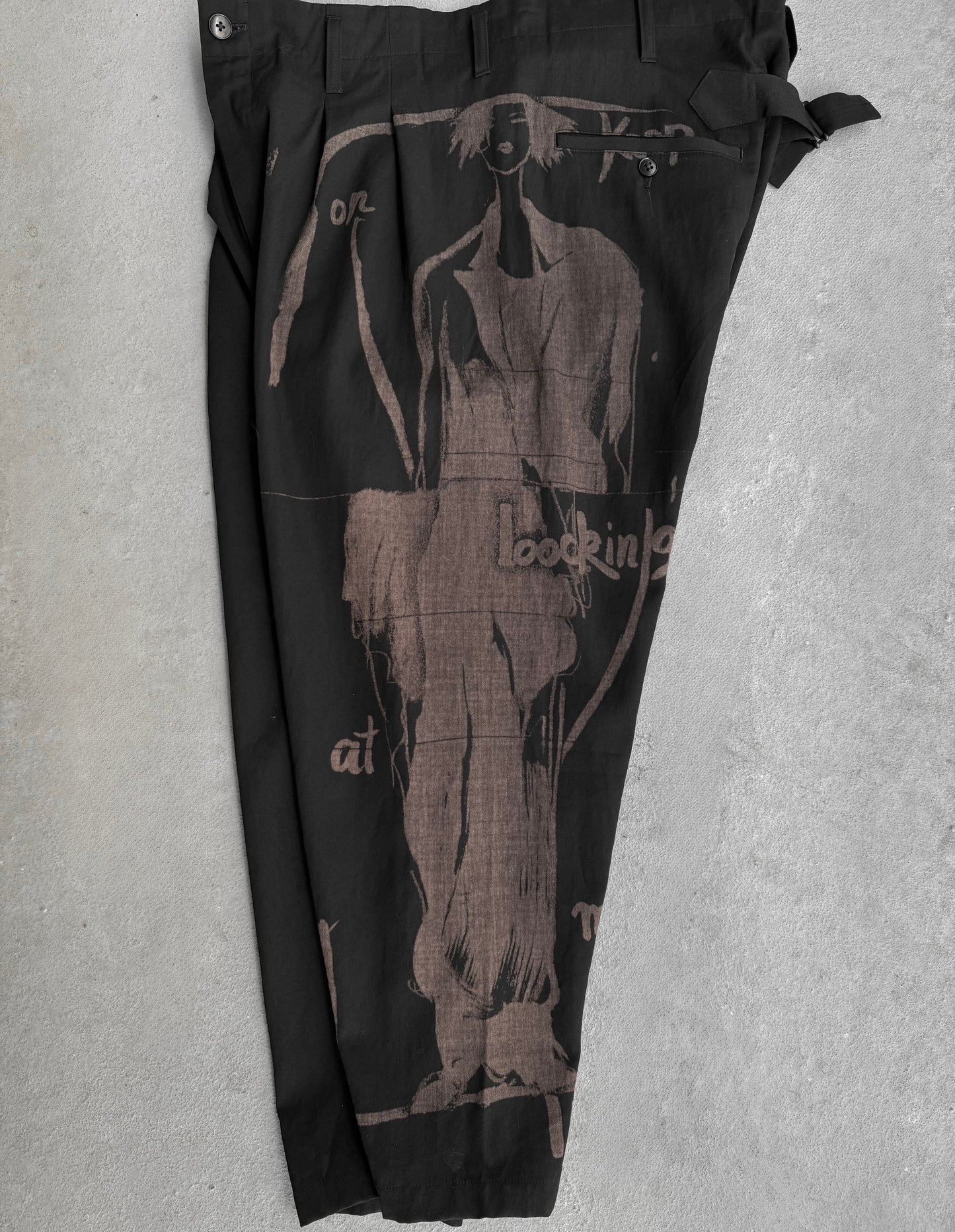 Yohji Yamamoto POUR HOMME SS17 Moody Graphic Pleated Drop-crotch Suspender Trousers