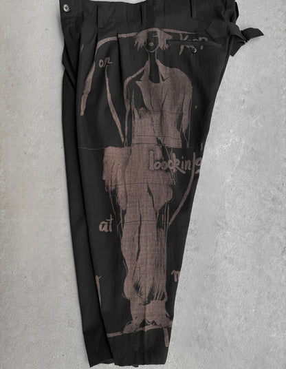 Yohji Yamamoto POUR HOMME SS17 Moody Graphic Pleated Drop-crotch Suspender Trousers