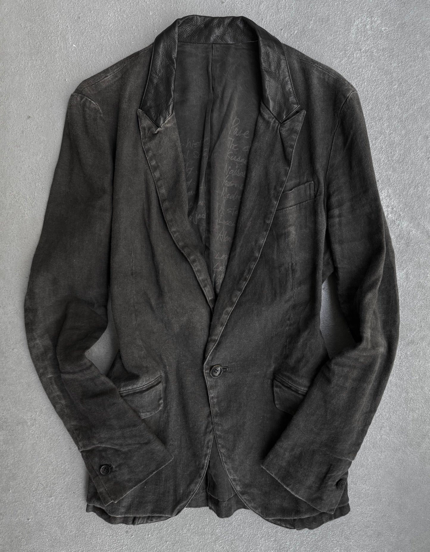 Isamu Katayama “BACKLASH” SS13 Object-dyed Calfskin Trim Linen Blazer
