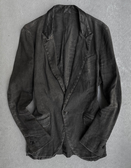 Isamu Katayama “BACKLASH” SS13 Object-dyed Calfskin Trim Linen Blazer