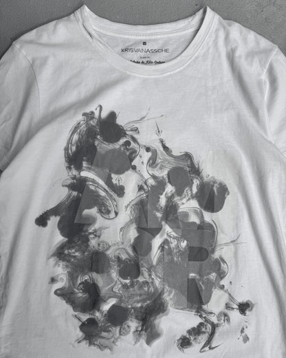 KRISVANASSCHE Early 00s White Abstract Graphic T-Shirt