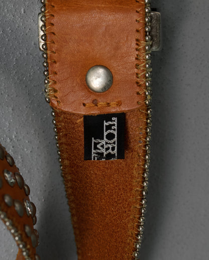 Tornado Mart Early 00s Western Studded Orange Leather Belt