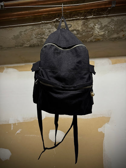 Ann Demeulemeester 2010s Skull Charm Wool Ramie Backpack