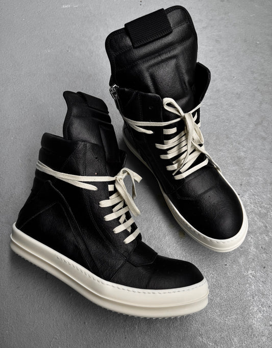 Rick Owens AW25 “CONCORDIANS” Coated Calfskin Geobasket Sneakers