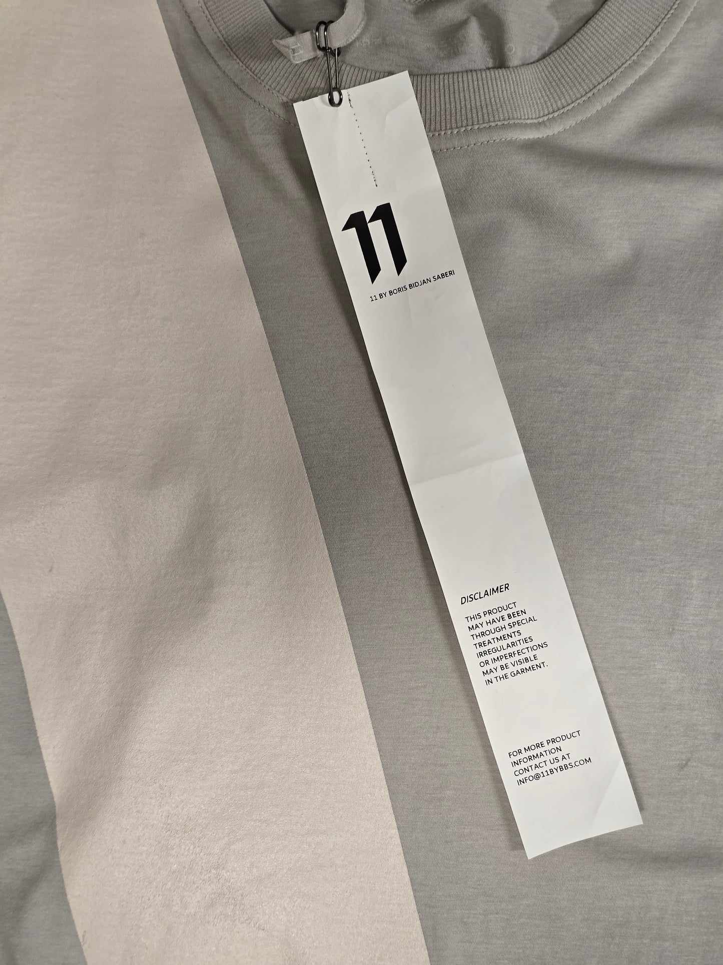 11 by Boris Bidjan Saberi AW21 'TS5' Light Grey League Stripe T-shirt