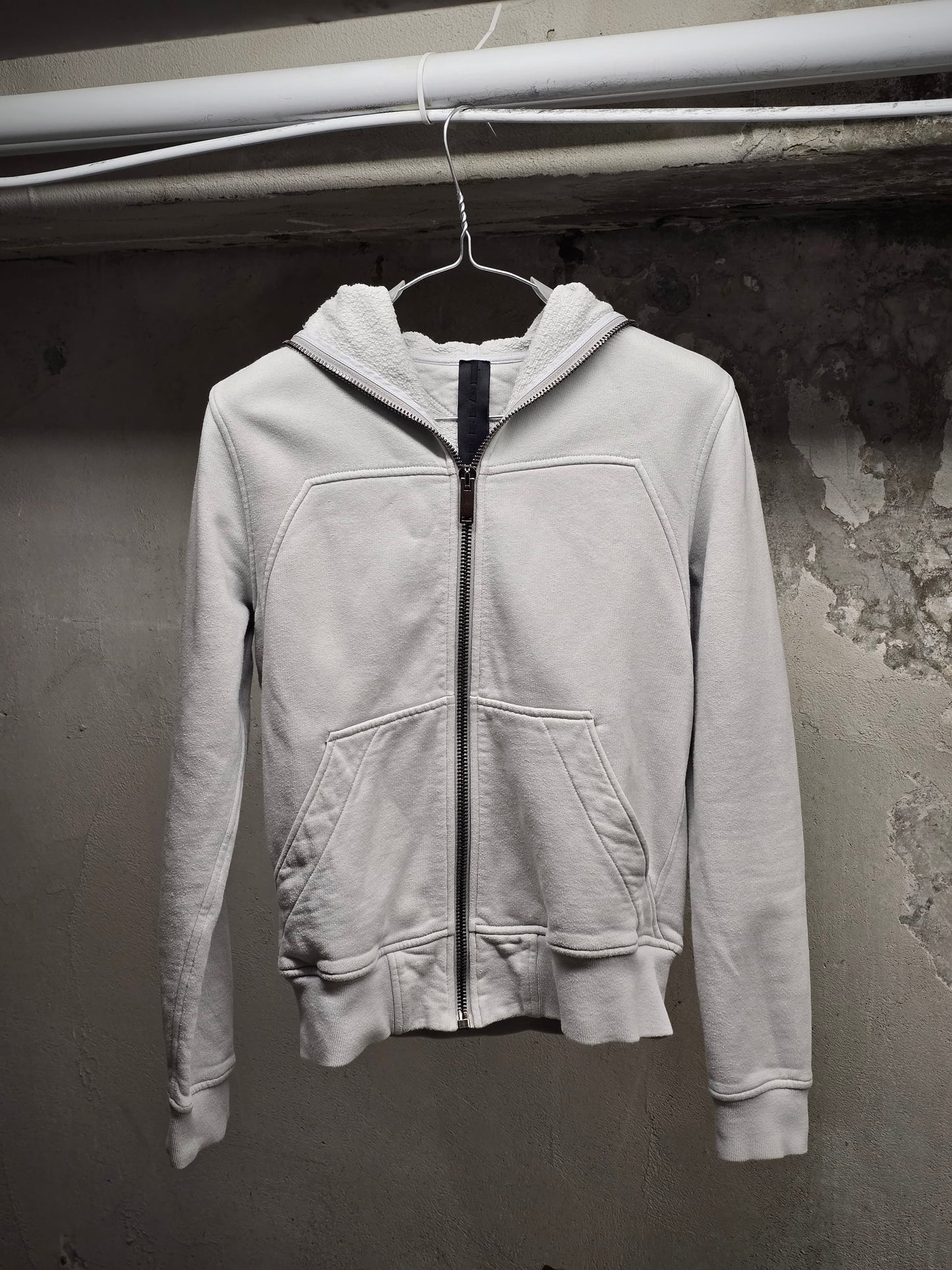 Gareth Pugh SS14 Light Grey Cotton Fleece Gimp Hoodie