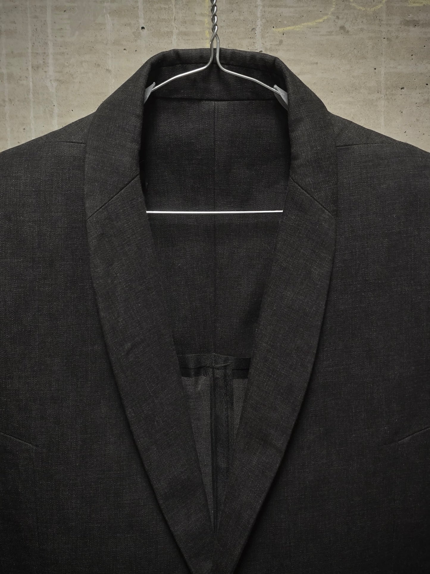 Boris Bidjan Saberi AW13-14 'SUIT2-F1780' Charcoal Grey Heavy Cotton Canvas Shawl Collar Blazer
