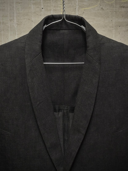 Boris Bidjan Saberi AW13-14 'SUIT2-F1780' Charcoal Grey Heavy Cotton Canvas Shawl Collar Blazer