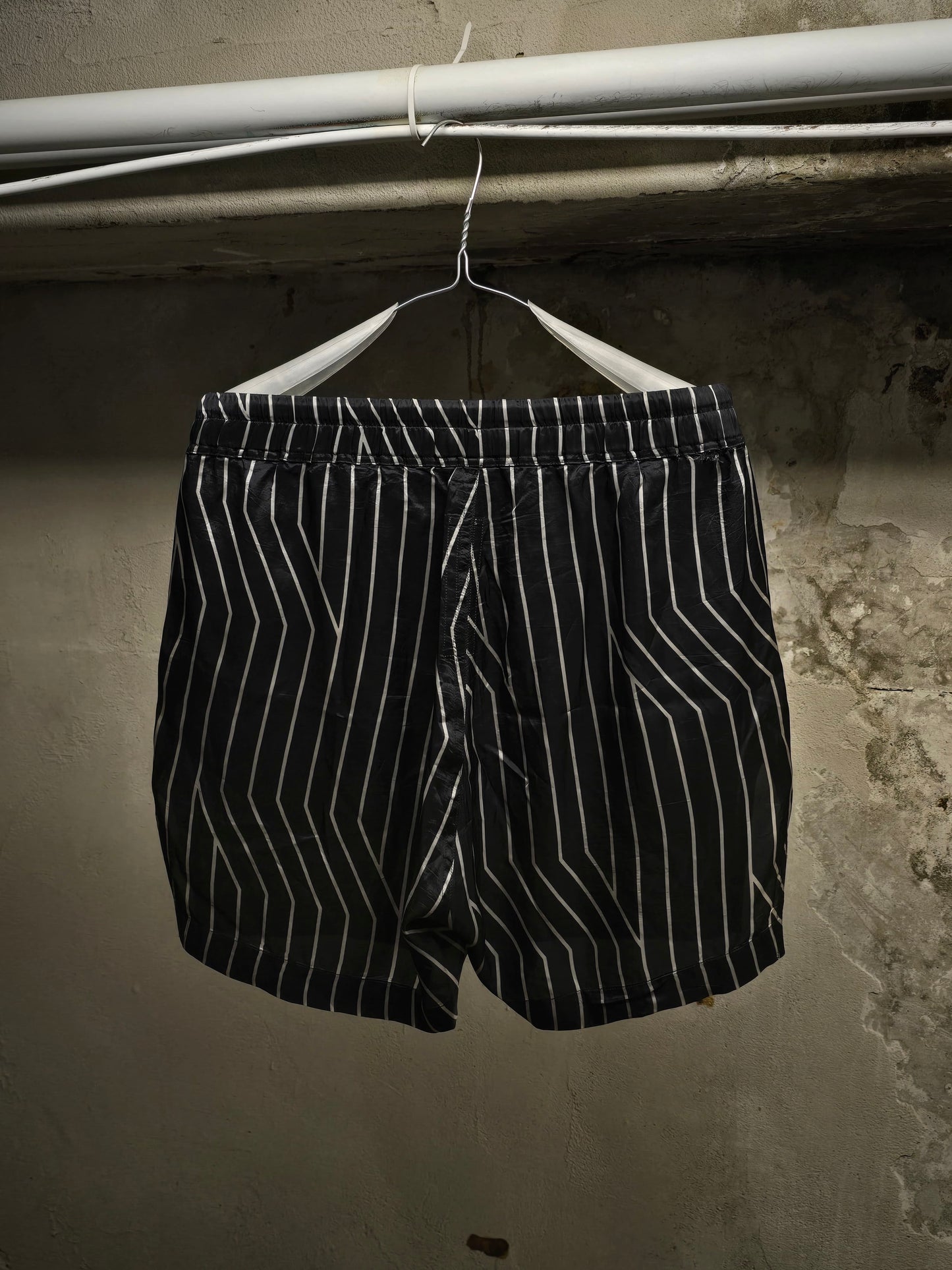 Rick Owens SS23 "EDFU" BLACK PEARL Striped Bela Boxers Shorts