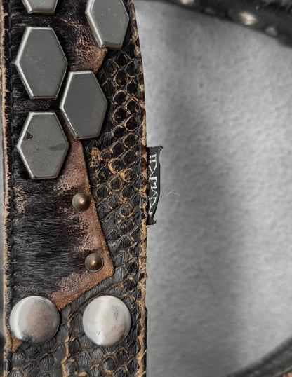 KMRii Early 00s Scar-stitch Honeycomb Leather Belt