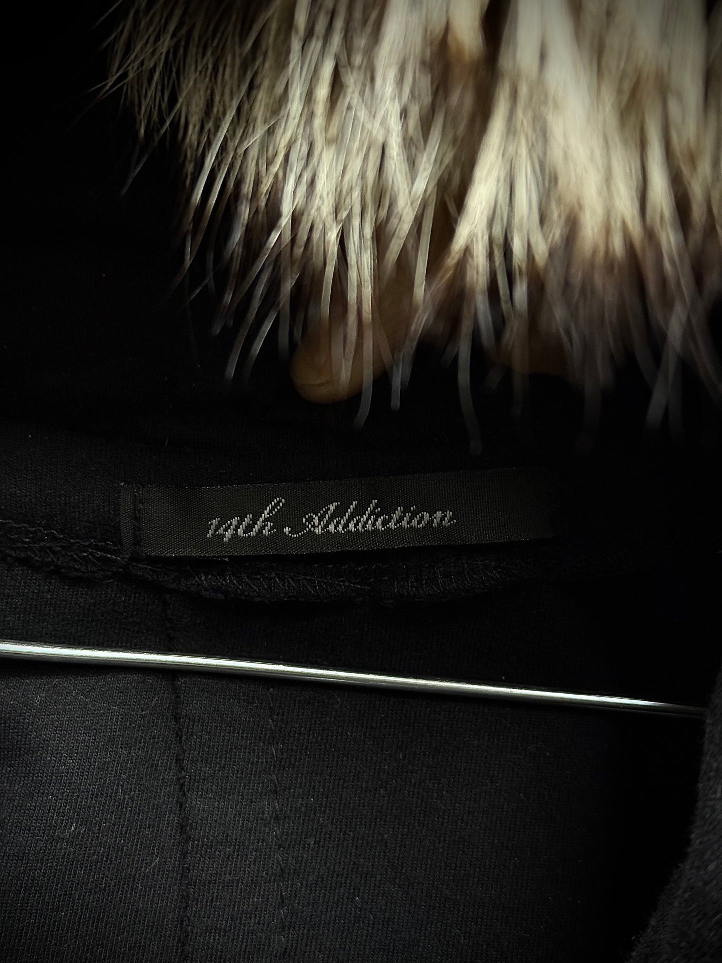 14thAddiction Mohawk Custom Distressed Sheepskin Leather Cross-zip Hoodie detail | DRIEW GARMENTS
