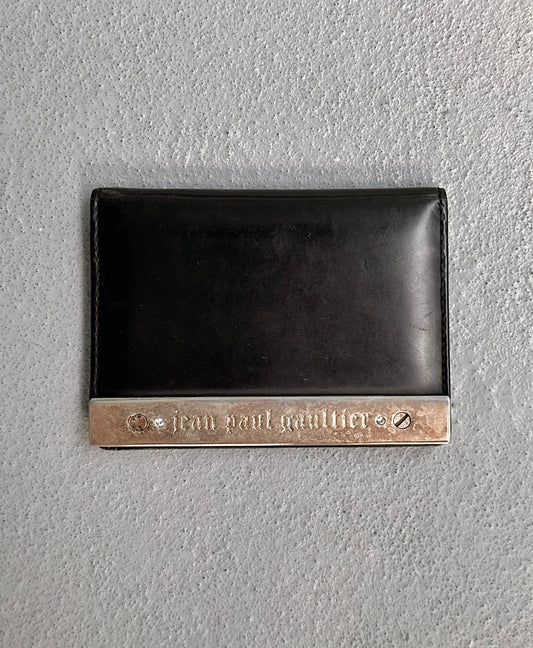 Jean-Paul GAULTIER Early 00s Engraved Metal Leather Bifold Wallet