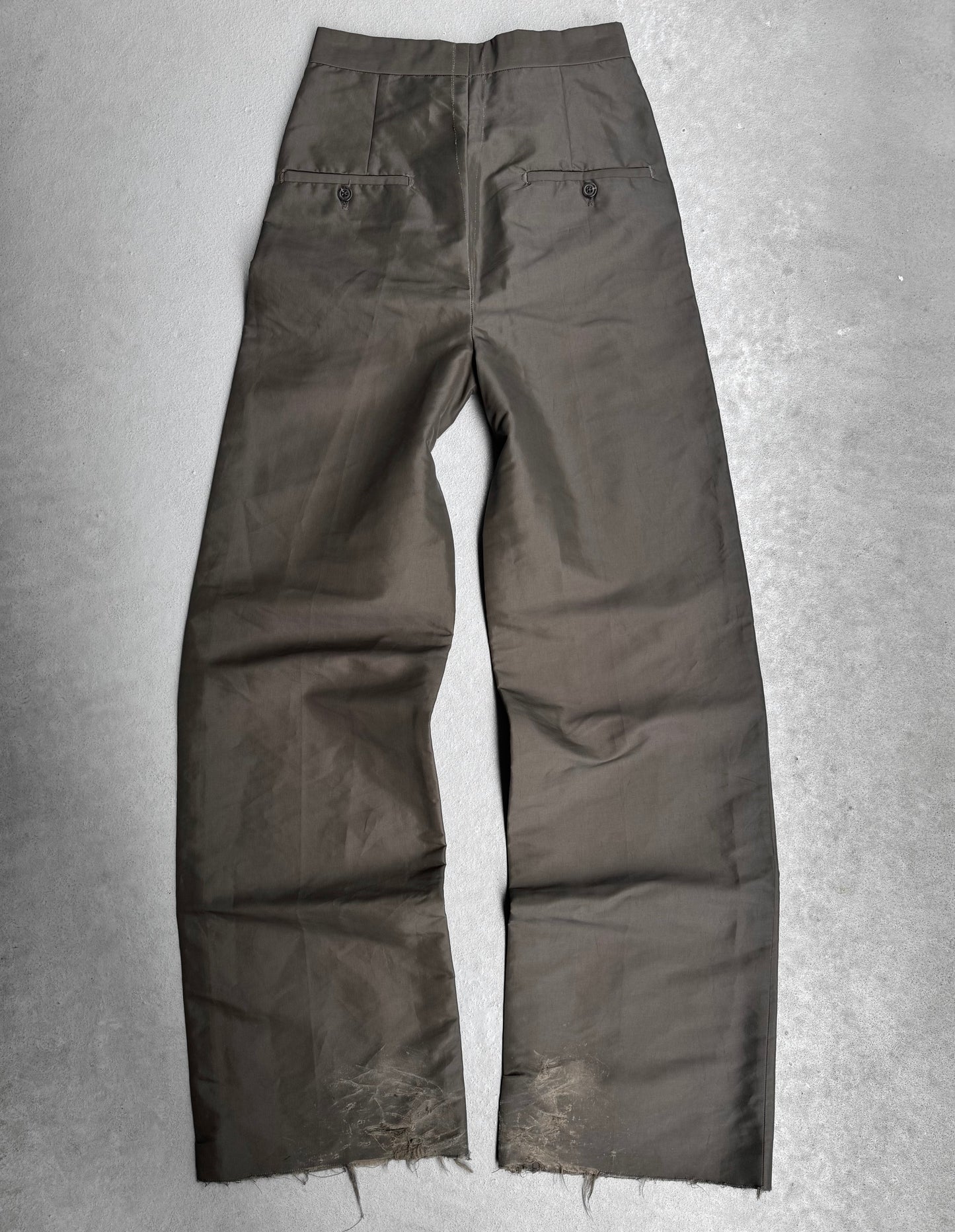 Rick Owens AW18 “SISYPHUS” Khaki Nylon Soul-trains Wide Leg Pants