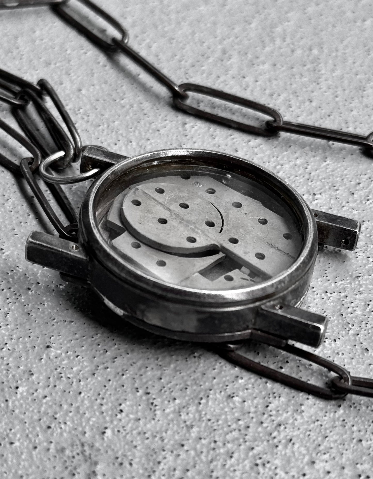 TaichiMurakami Oxidized .925 Silver Watchcase Necklace