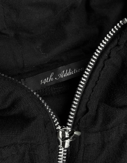 14thAddiction Mohawk Custom Distressed Sheepskin Leather Cross-zip Hoodie
